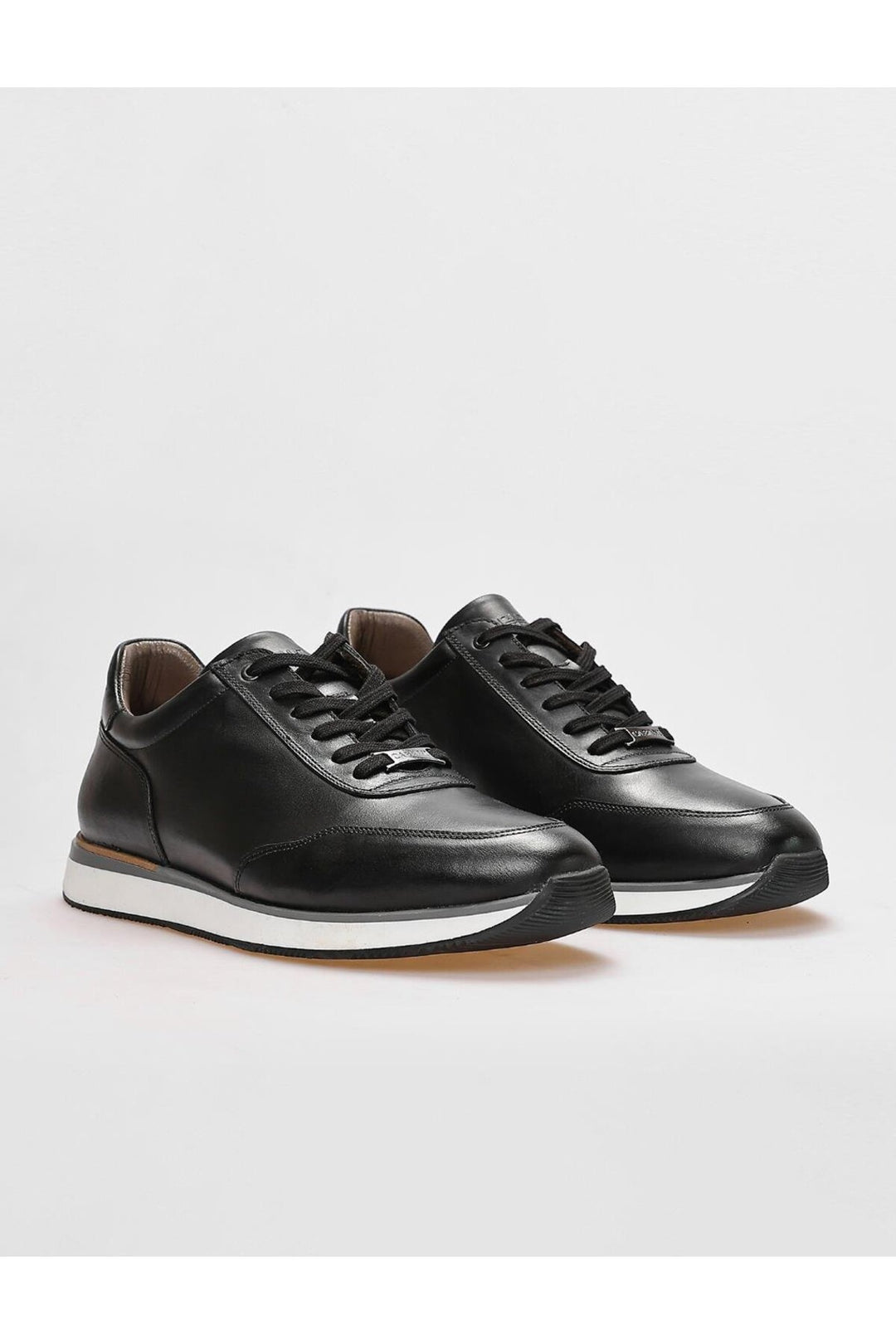 Cabani Shoes Chaussures de sport pour hommes en cuir véritable noir à lacets 100% - Noir