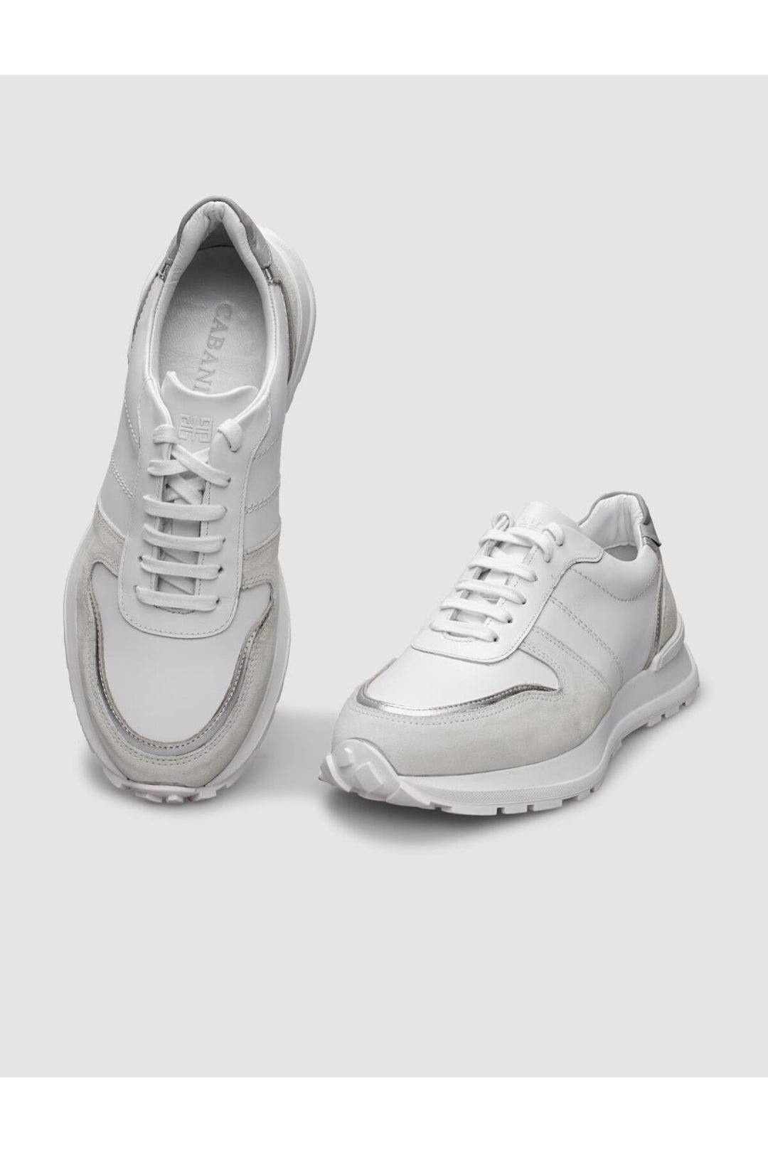 Cabani Shoes Baskets de sport pour femmes en cuir véritable 100 % blanc - Multicolore