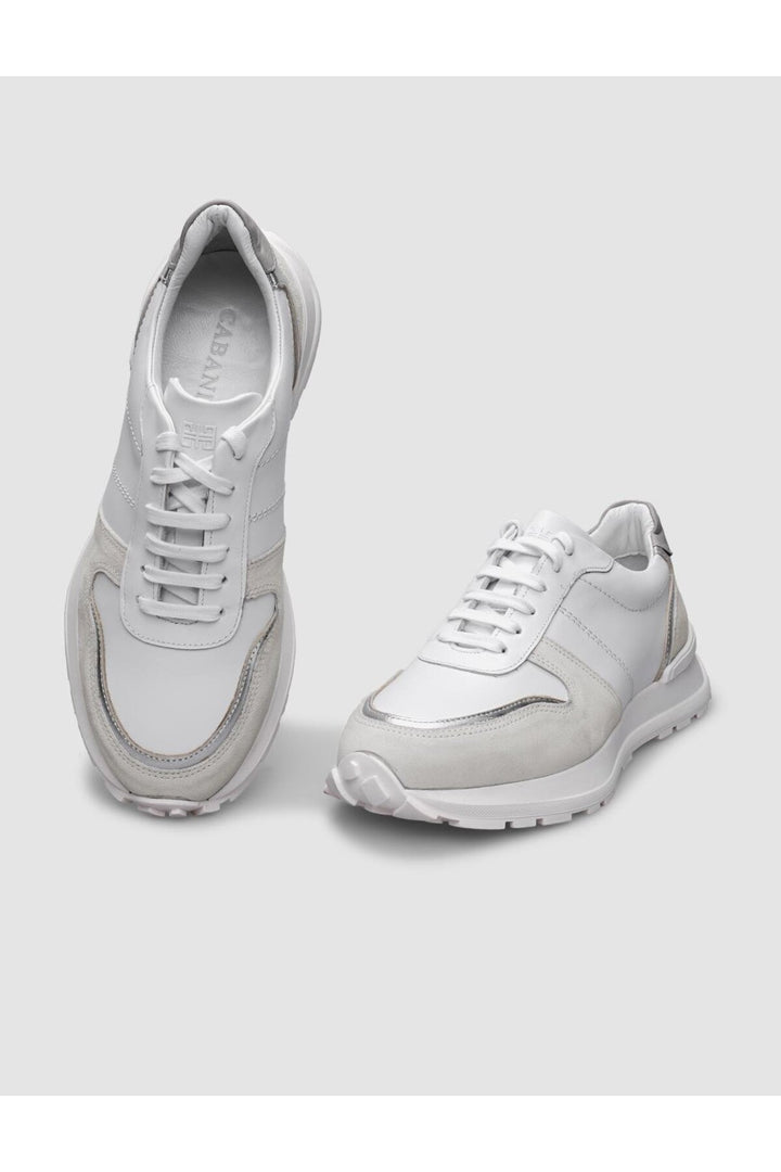 Cabani Shoes Baskets de sport pour femmes en cuir véritable 100 % blanc - Multicolore