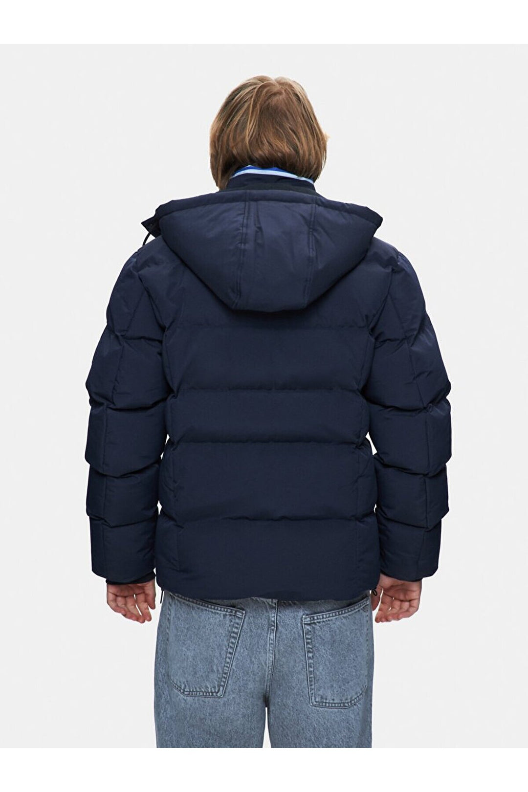 LTB Manteau à capuche gonflable bleu marine à manches longues