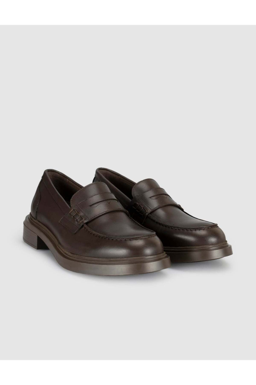 Cabani Shoes Chaussures Loafer pour femmes en cuir véritable à semelle épaisse marron - Multicolore