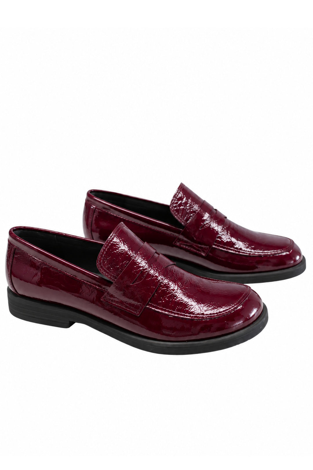 Wavelys ZANTE Chaussures pour femmes en cuir verni froissé bordeaux, élégantes, souples et à semelle flexible. - Bordeaux