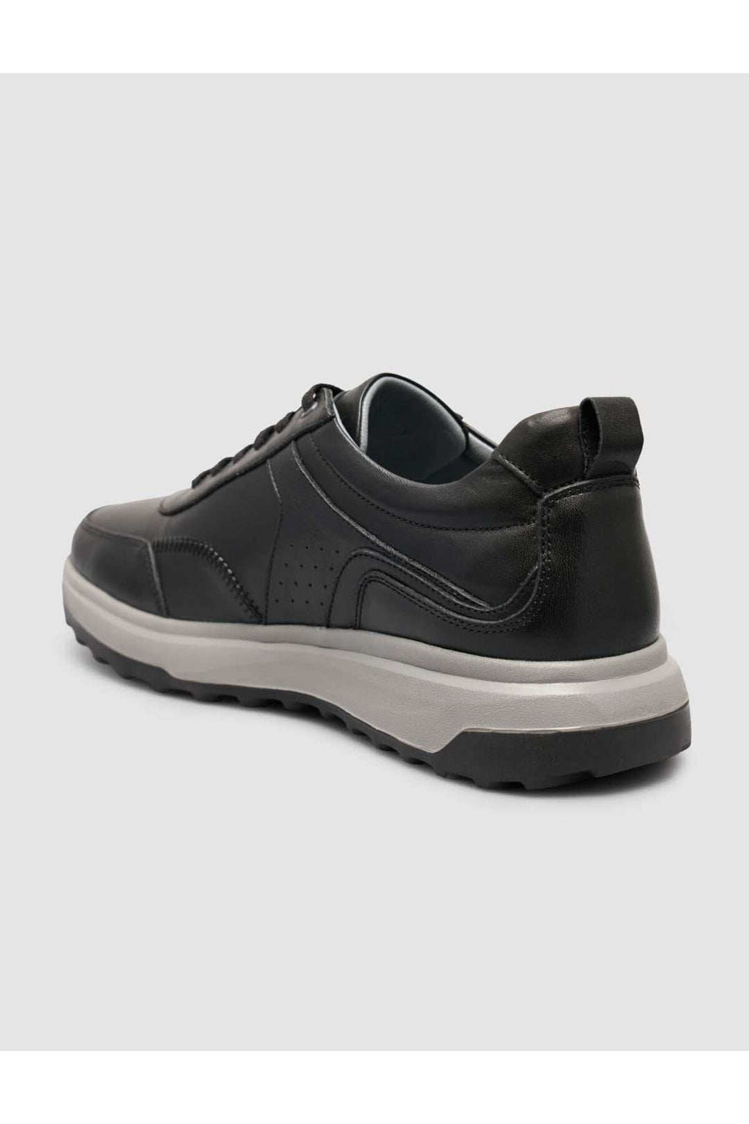 Cabani Shoes %100 Cuir véritable Baskets noires pour hommes à lacets - Noir