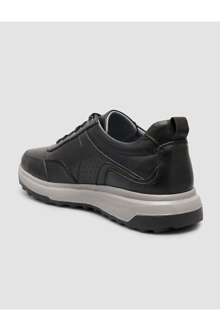 Cabani Shoes %100 Cuir véritable Baskets noires pour hommes à lacets - Noir