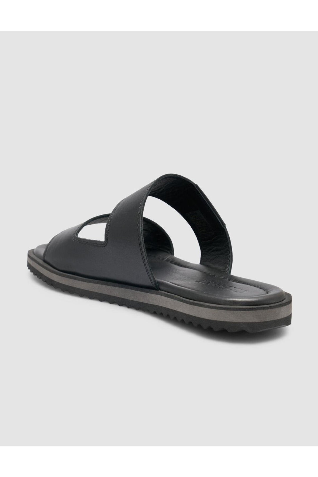 Cabani Shoes Sandales pour hommes en cuir véritable noir à bande. - Multicolore