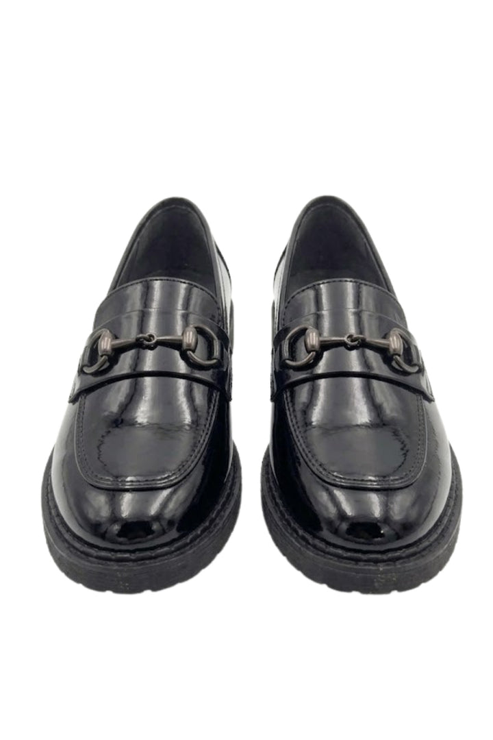 Wavelys STAN Chaussures élégantes et confortables en cuir verni noir adaptées pour le bureau et un usage quotidien - Noir