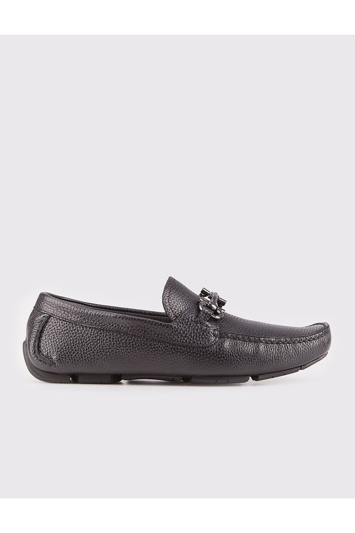 Cabani Shoes Chaussures Loafer Noires en Cuir Véritable avec Détails de Boucle pour Homme - Noir