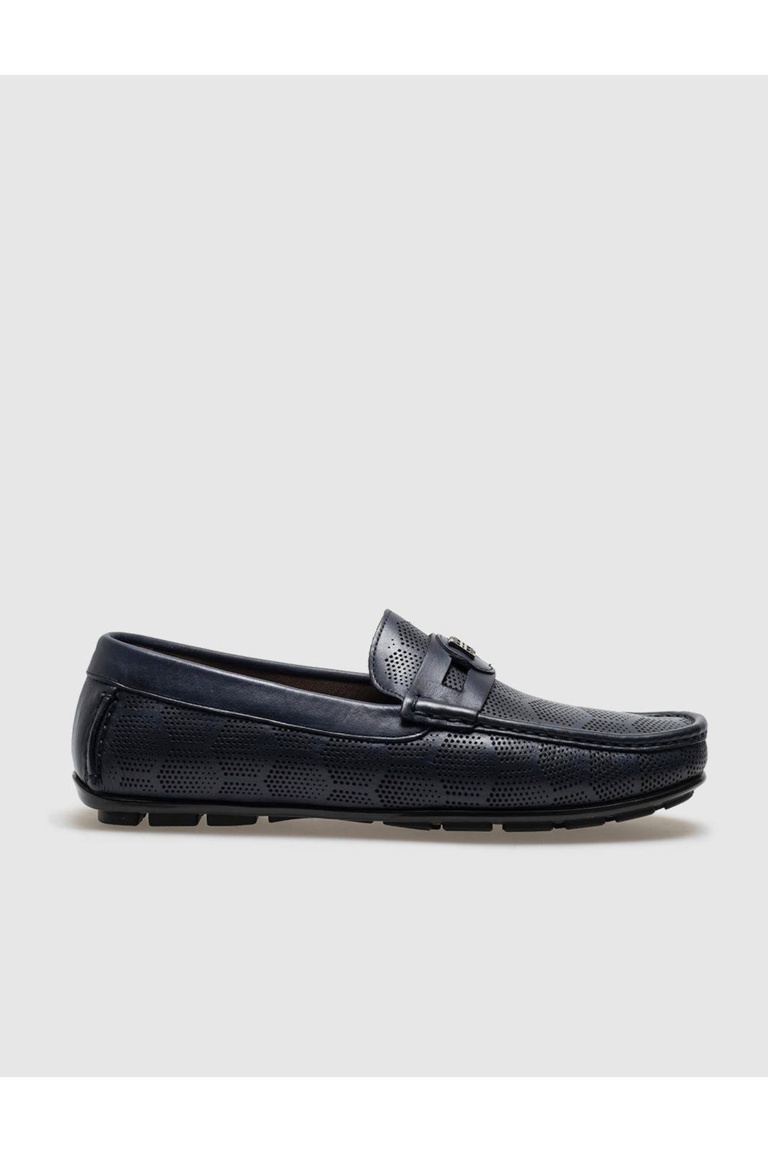 Cabani Shoes Mocassin pour homme en cuir véritable bleu marine avec boucle. - Bleu marine