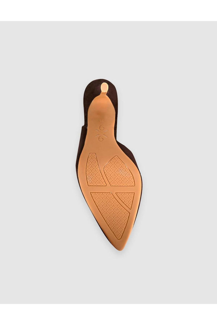 Cabani Shoes Escarpins à talons aiguilles pour femmes en cuir suédé véritable marron avec bride arrière. - Marron