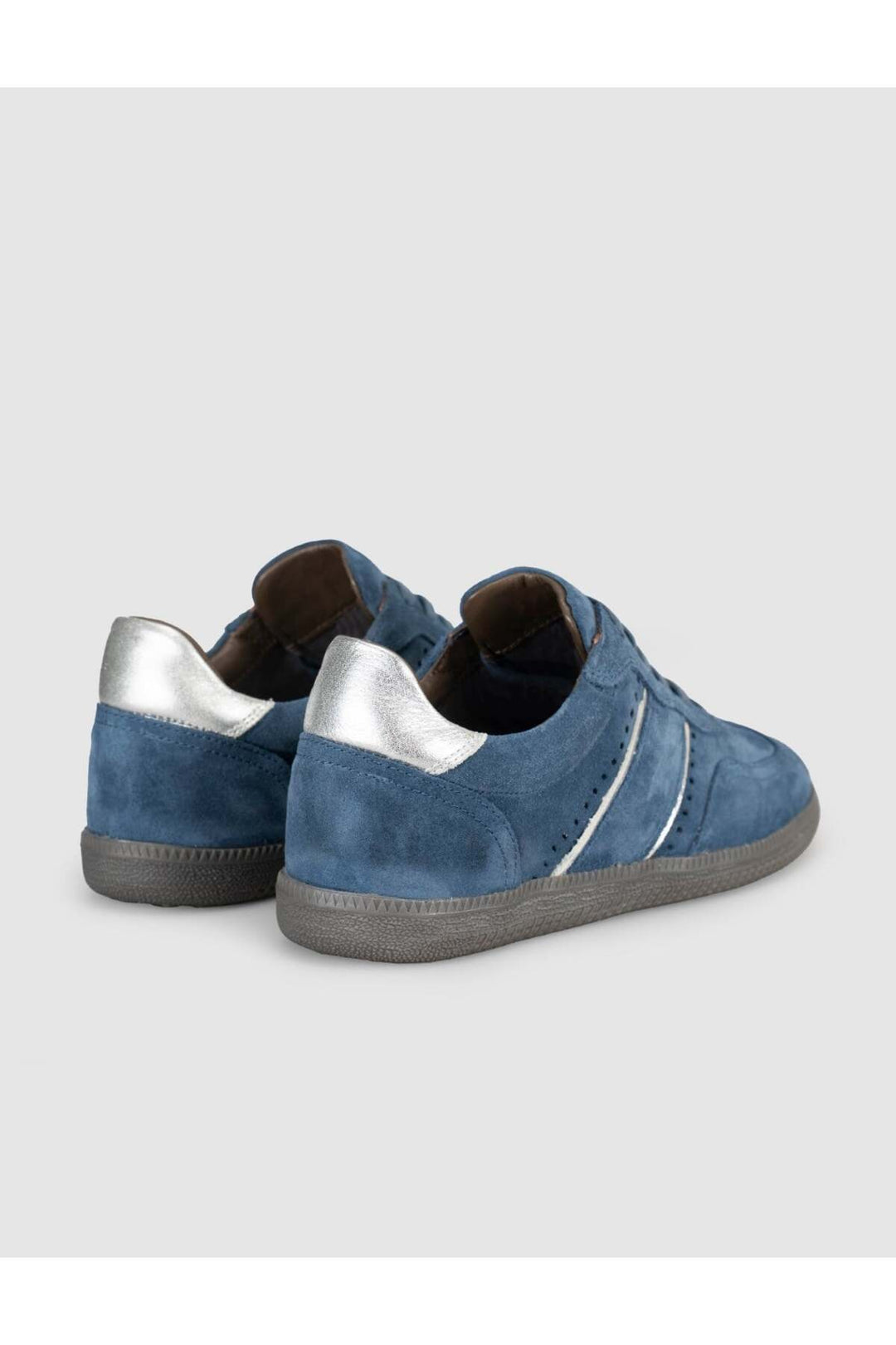Cabani Shoes Santano %100 Cuir Véritable Baskets Femme Suède Bleue à Lacets - Multicolore