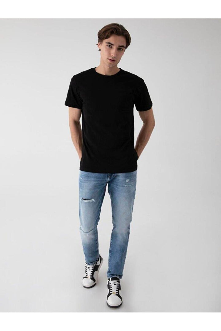 LTB T-shirt noir classique à manches courtes avec col Pressure Zero