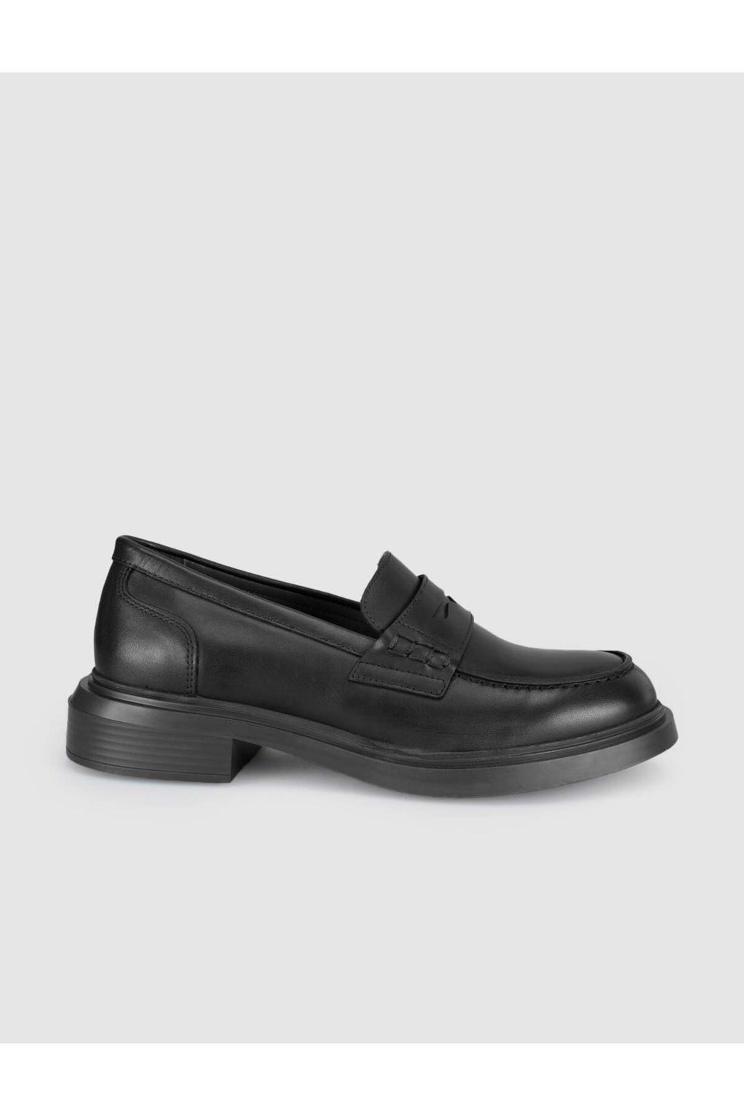 Cabani Shoes Chaussures Loafer pour Femme en Cuir Véritable à Semelle Épaisse Noire - Noir