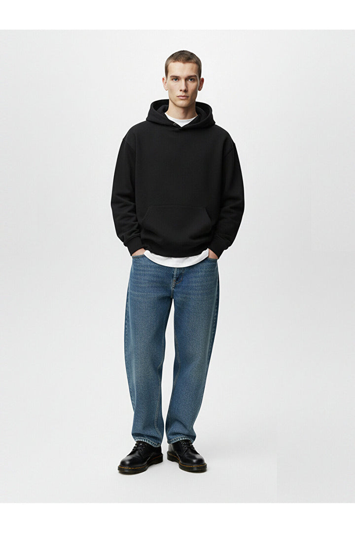 LTB Sweat noir à capuche et manches longues Bass