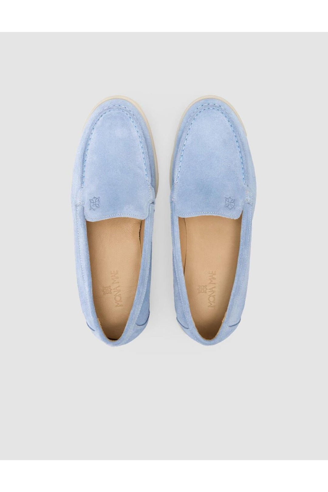 Cabani Shoes MonaMae 100% Cuir Véritable Suédé Bleu Femme Loafer - Bleu