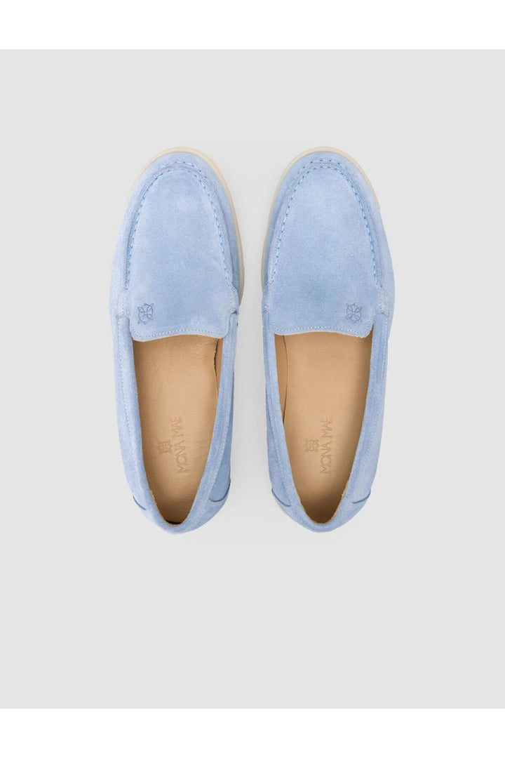 Cabani Shoes MonaMae 100% Cuir Véritable Suédé Bleu Femme Loafer - Bleu