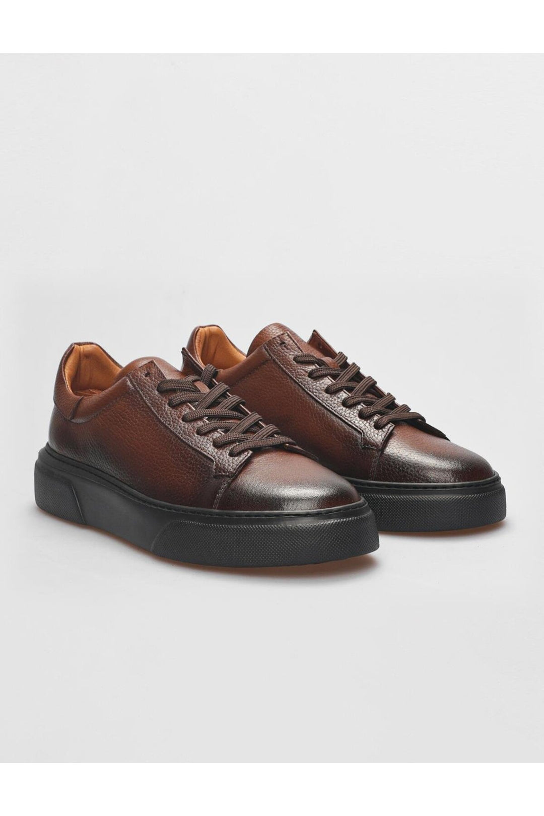 Cabani Shoes Savona Chaussures de sport pour hommes en cuir véritable marron à lacets - Tabac