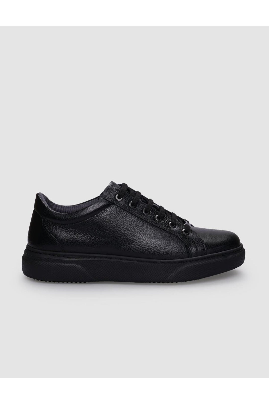 Cabani Shoes %100 Cuir véritable Baskets pour hommes noires à lacets - Noir