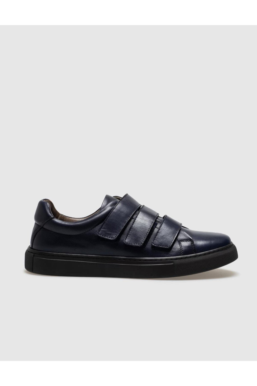 Cabani Shoes Chaussures de sport pour hommes en cuir véritable bleu marine à fermeture velcro. - Bleu marine