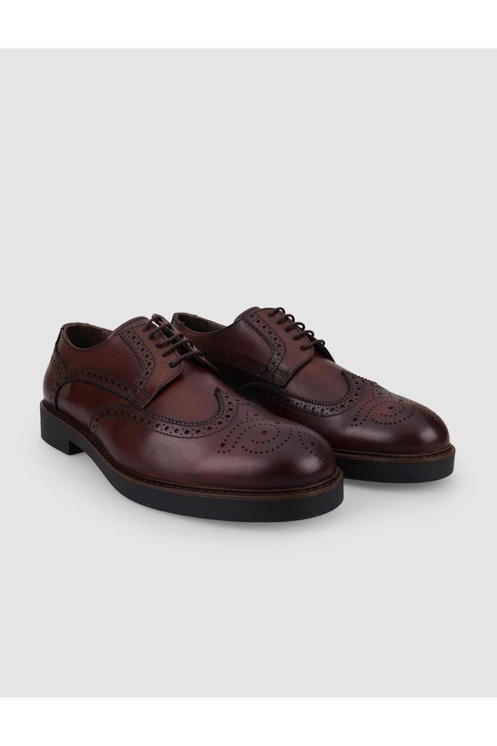 Cabani Shoes Chaussures de ville pour hommes en cuir véritable 100 % marron à lacets - Marron