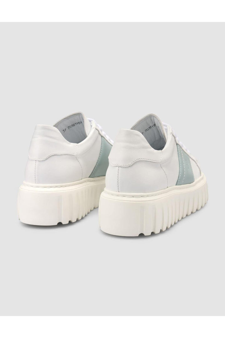 Cabani Shoes MonaMae 100% Cuir Véritable Blanc - Blanc / Bleu