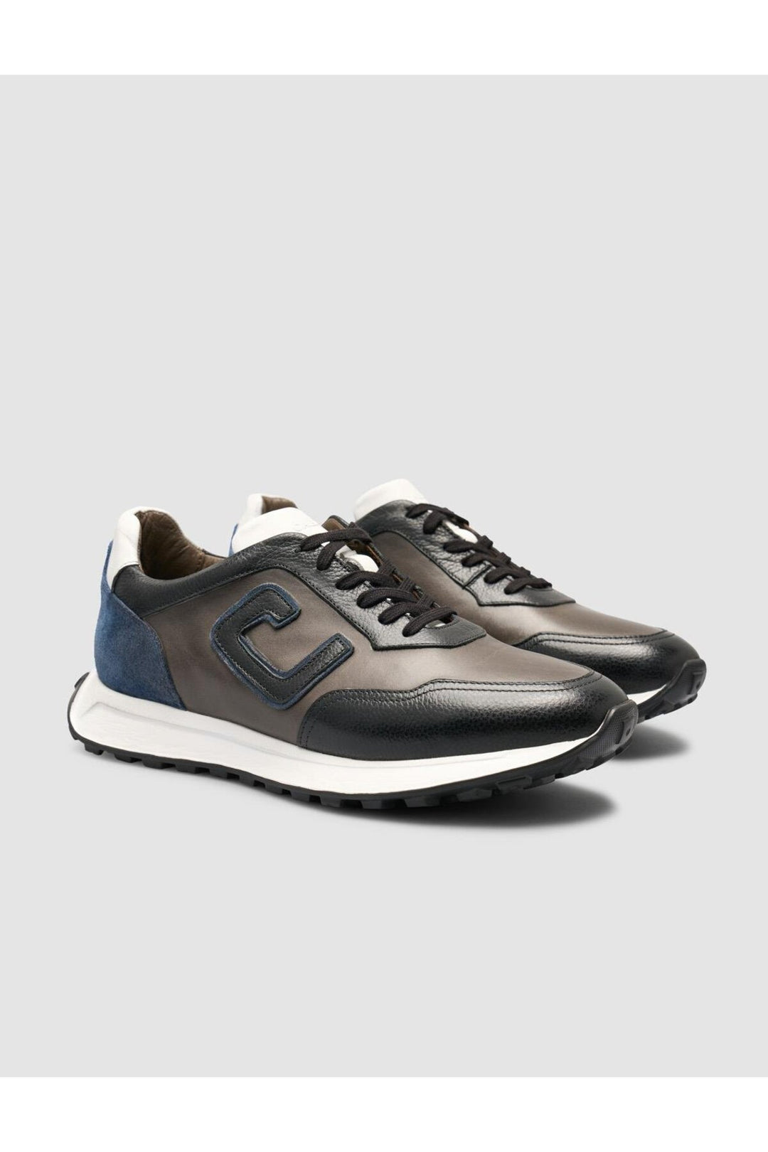 Cabani Shoes Renasen Chaussures de sport pour hommes en cuir véritable noir-gris mélangé à 100% en daim - Gris