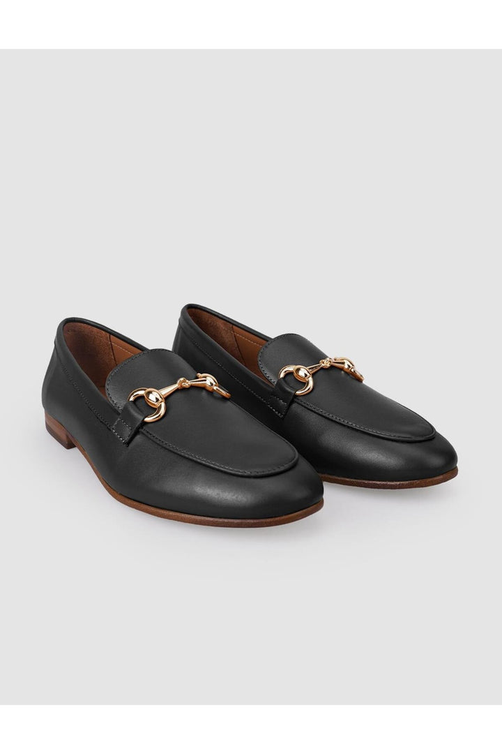 Cabani Shoes %100 Cuir Véritable Mocassins Femme à Boucle Noire - Noir