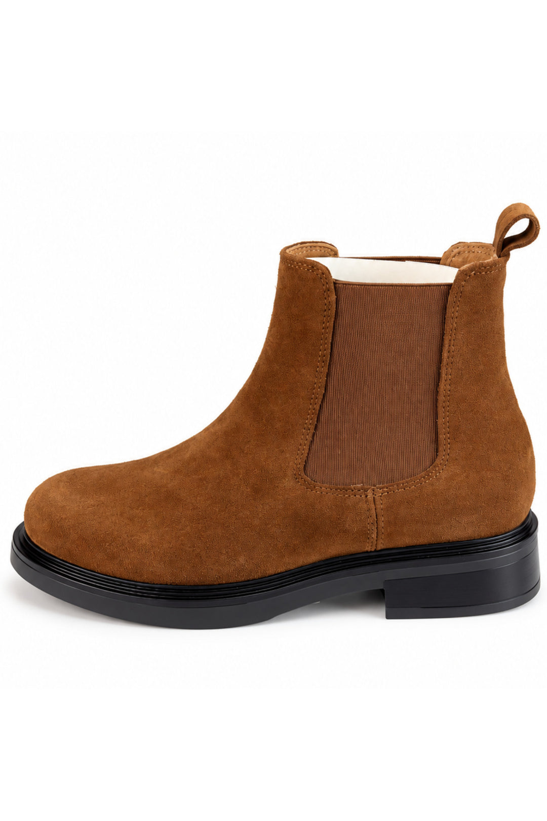 Wavelys BRUNO Bottes élégantes en cuir suédé véritable pour femmes, marron, à enfiler - Marron