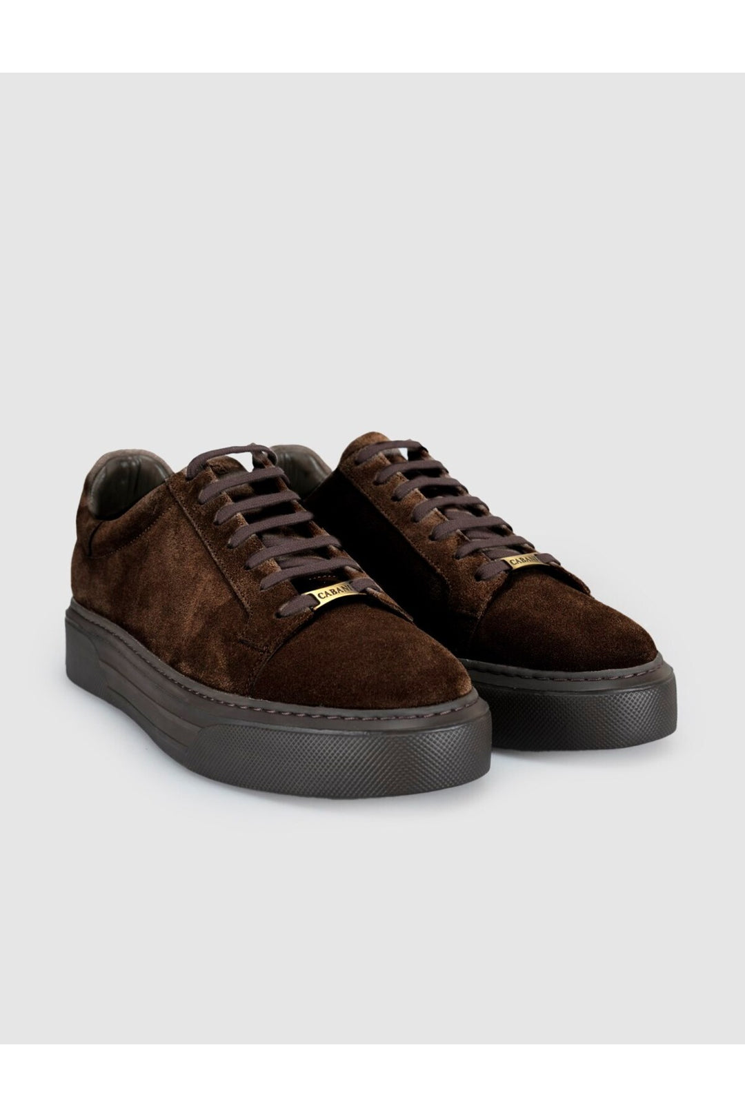 Cabani Shoes Baskets décontractées pour hommes en cuir suédé véritable marron - Marron
