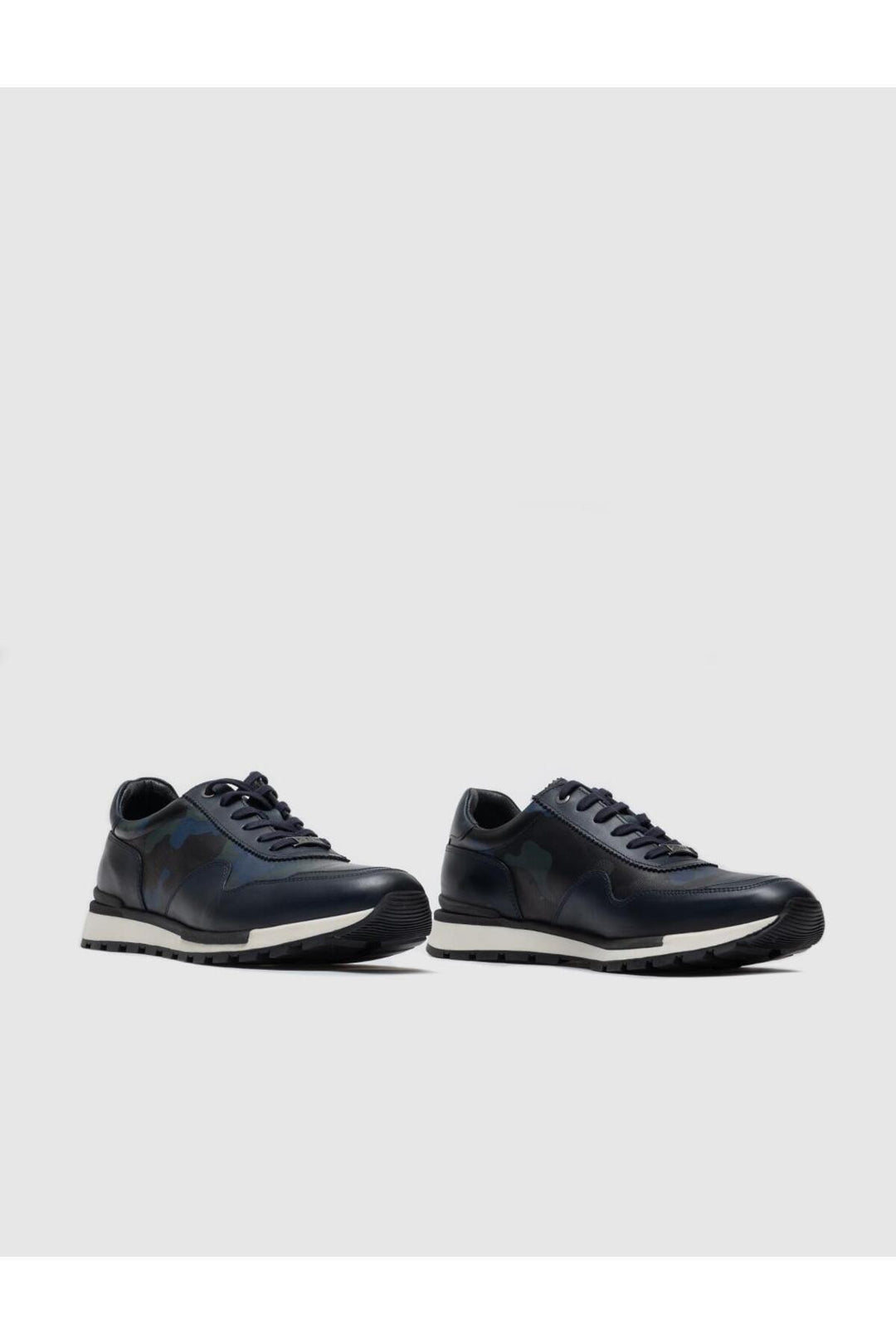 Cabani Shoes Chaussures de sport pour hommes en cuir véritable bleu marine à lacets - Bleu marine