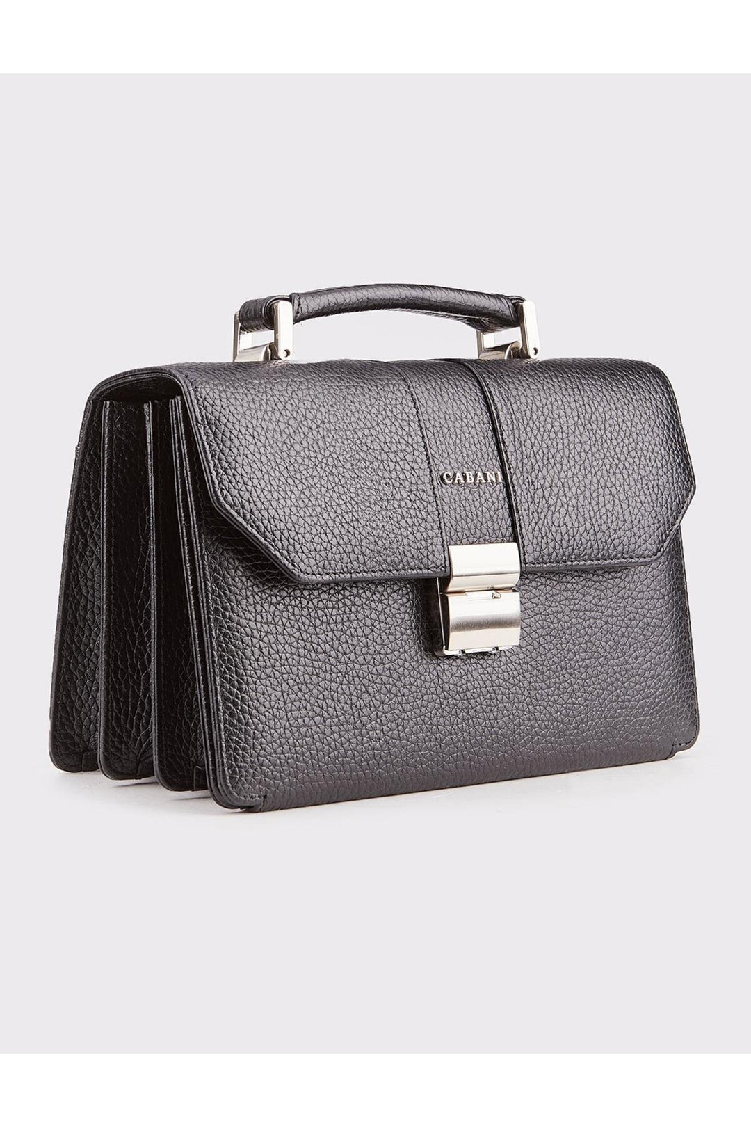 Cabani Shoes Sac en cuir véritable noir pour homme avec fermeture à pression. - Noir