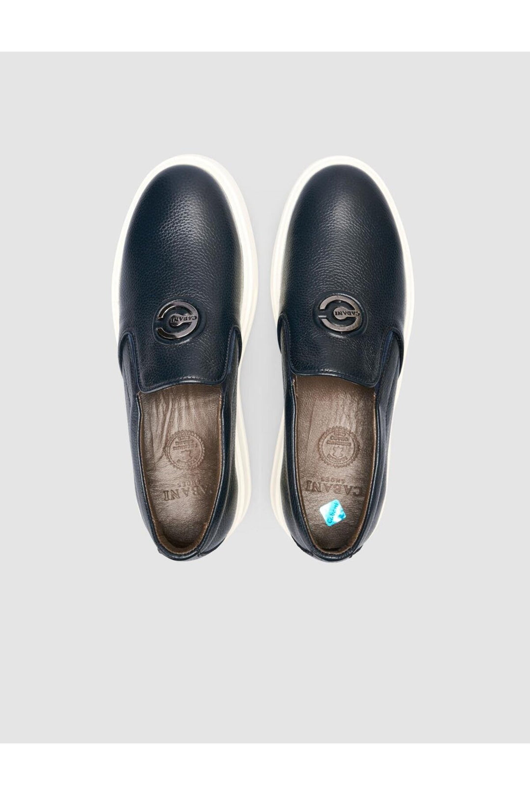 Cabani Shoes Chaussures de ville pour hommes en cuir véritable 100% Bleu marine avec détails de logo. - Bleu marine