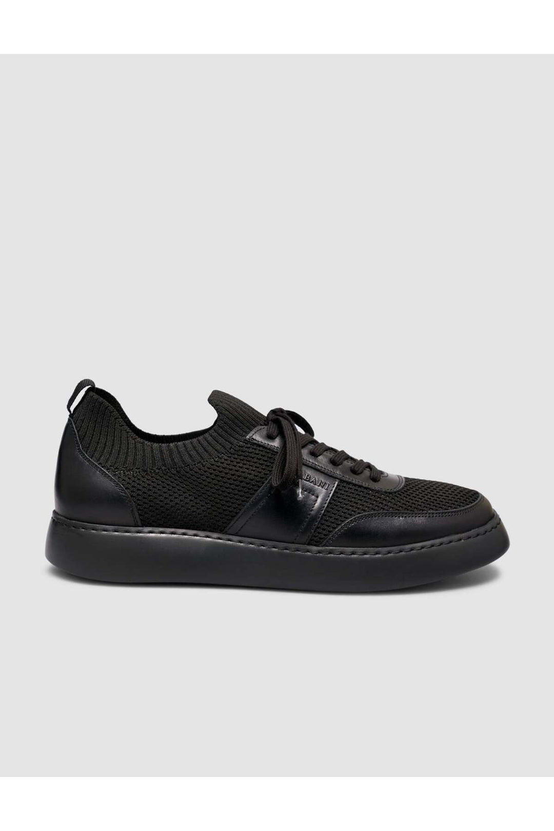 Cabani Shoes Chaussures de sport noires pour hommes avec détails en tricot. - Noir