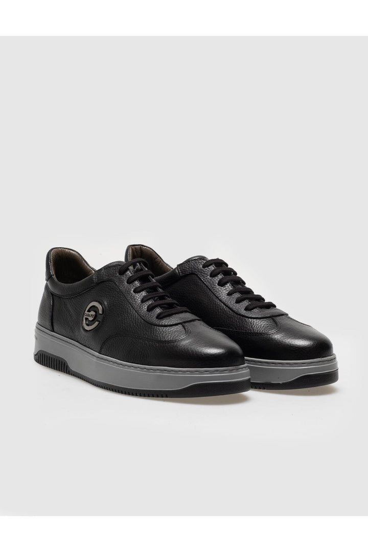 Cabani Shoes Chaussures de sport pour hommes en cuir véritable noires à lacets - Noir