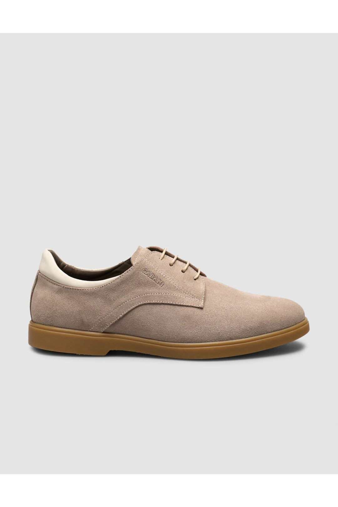 Cabani Shoes Chaussures pour hommes en cuir véritable de veau avec lacets en suède beige. - Beige