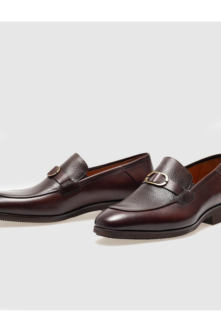 Cabani Shoes Chaussures classiques pour hommes en cuir véritable marron avec boucle - Marron