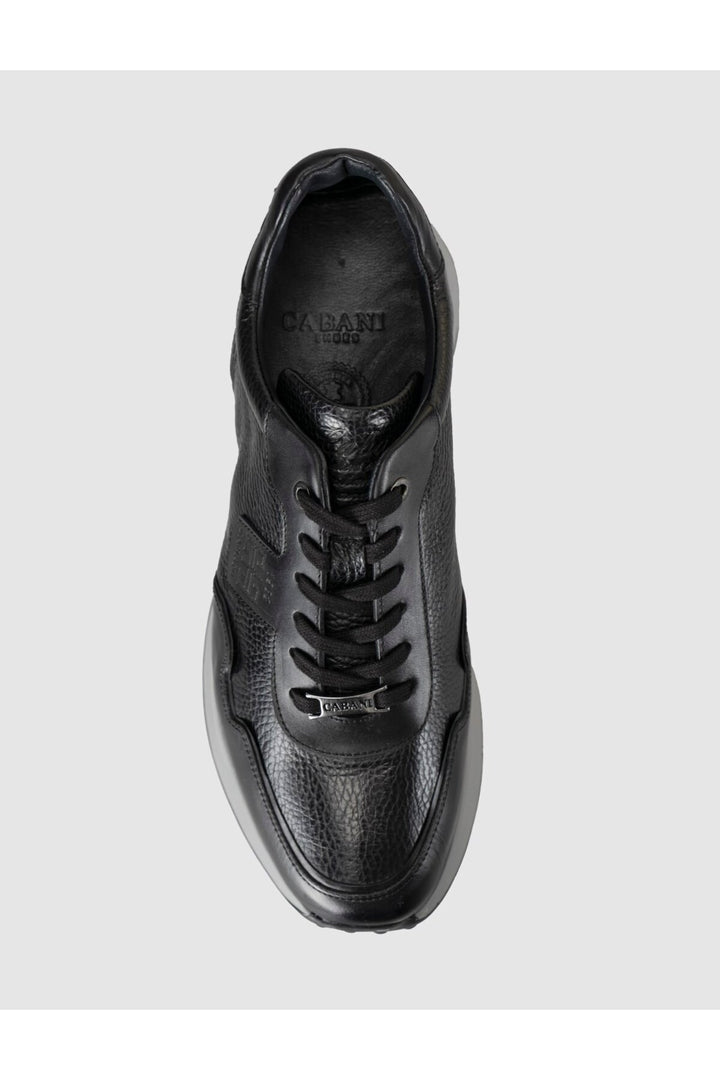 Cabani Shoes Sneakers pour homme en cuir véritable noir - Multicolore