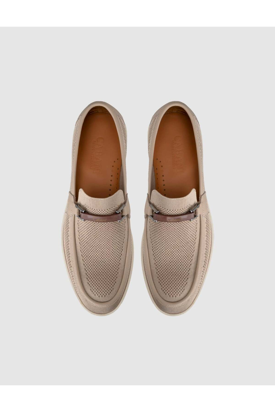 Cabani Shoes Mocassins pour hommes en tricot en cuir véritable beige - Multicolore