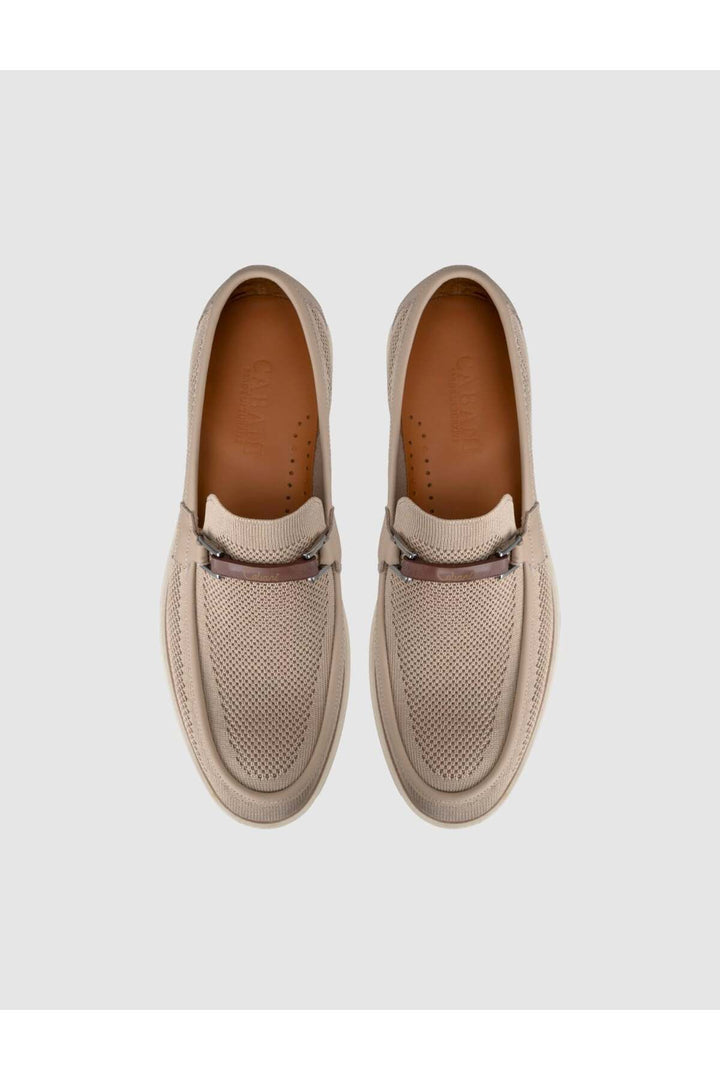 Cabani Shoes Mocassins pour hommes en tricot en cuir véritable beige - Multicolore