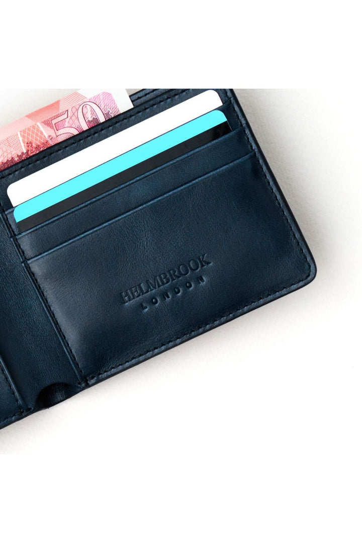 helmbrook Portefeuille en cuir véritable pour homme Slim Design Multi-Bay RFID Protected Eldridge Navy Blue