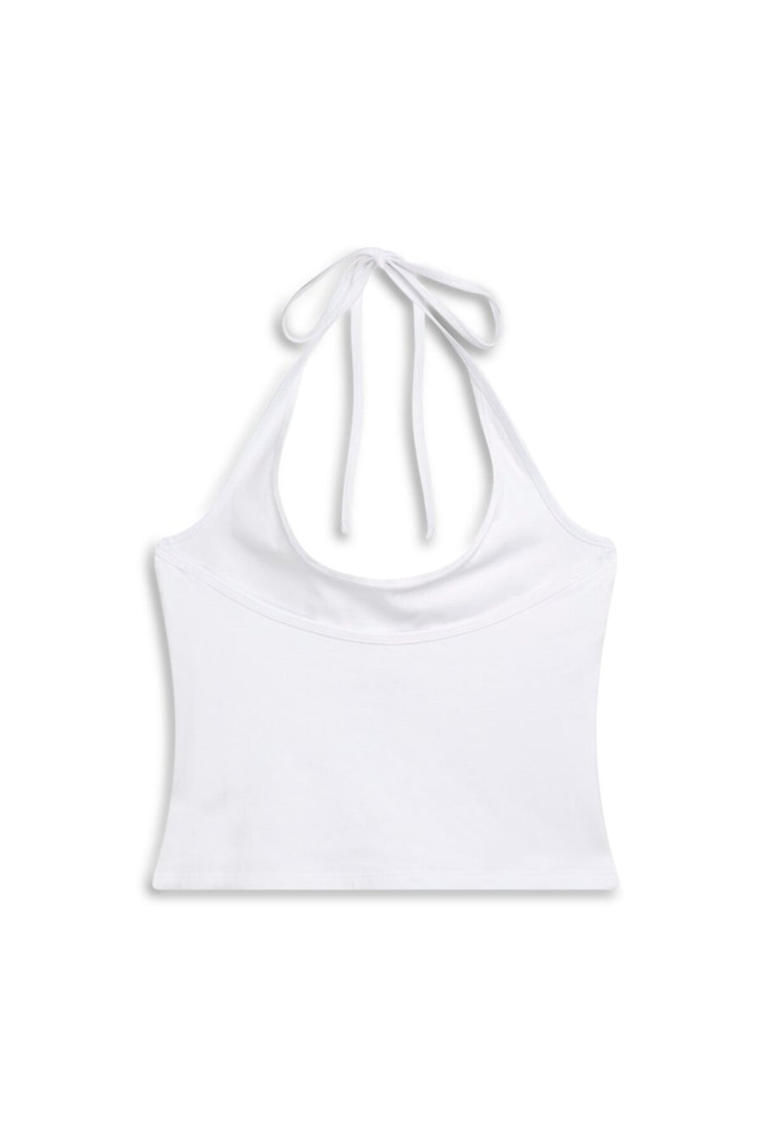 LTB Débardeur Blanc Crop à Col Halter à Nouer - Blanc