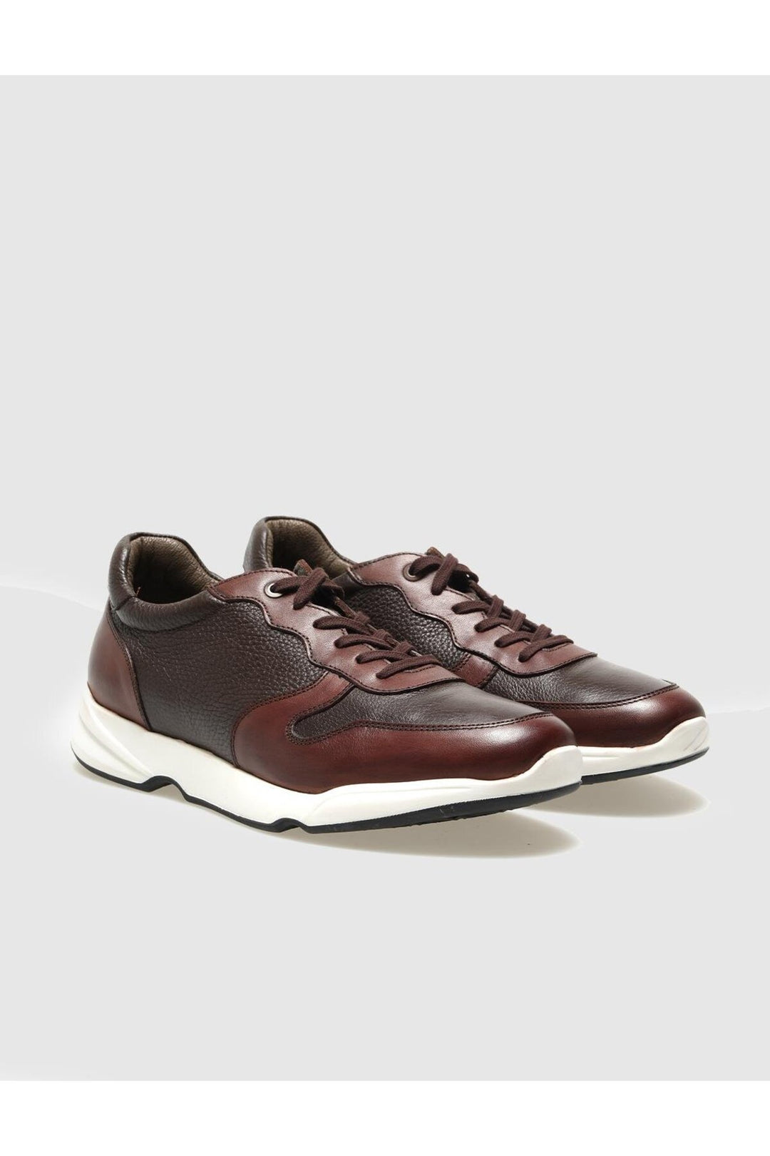Cabani Shoes Chaussures de sport pour hommes en cuir véritable marron à lacets - Marron