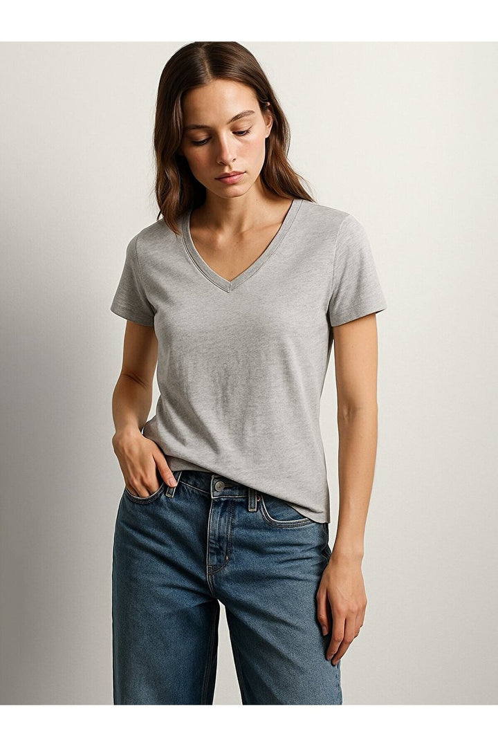 LTB T-shirt gris régulier à manches courtes Pressure avec encolure en V