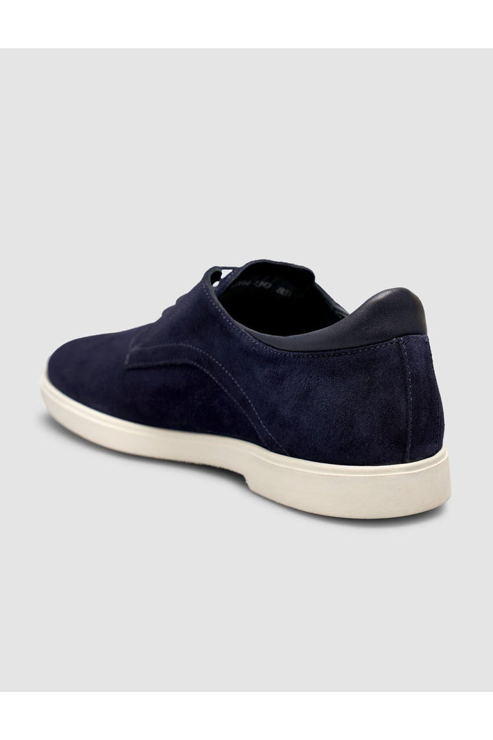 Cabani Shoes Bleu marine Suédé Texture Cuir Véritable de Veau Chaussures à Lacets pour Homme - Bleu marine