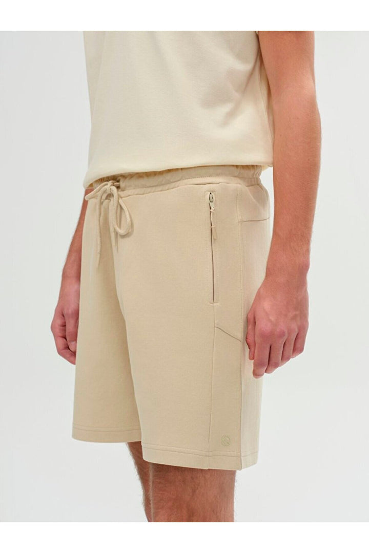 LTB Short en tricot beige détaillé imprimé texturé et zippé