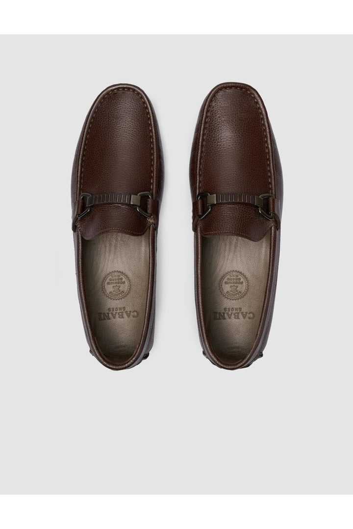Cabani Shoes Mocassin pour homme en cuir véritable avec détail de boucle marron. - Marron