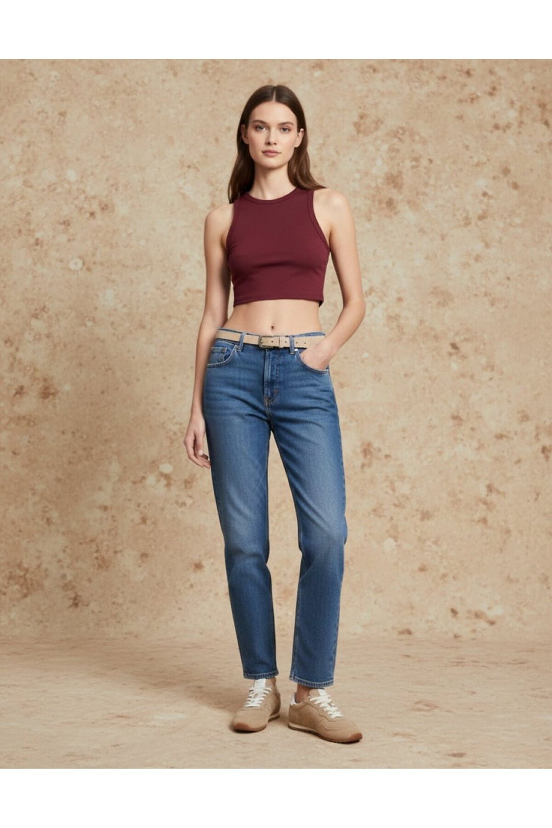 LTB Débardeur sans manches Slim Fit Bordeaux - Rouge
