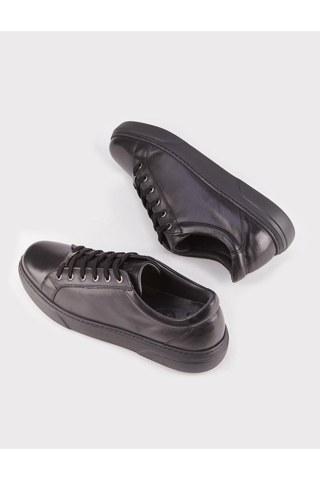 Cabani Shoes Chaussures de sport pour hommes en cuir véritable noires à lacets - Noir