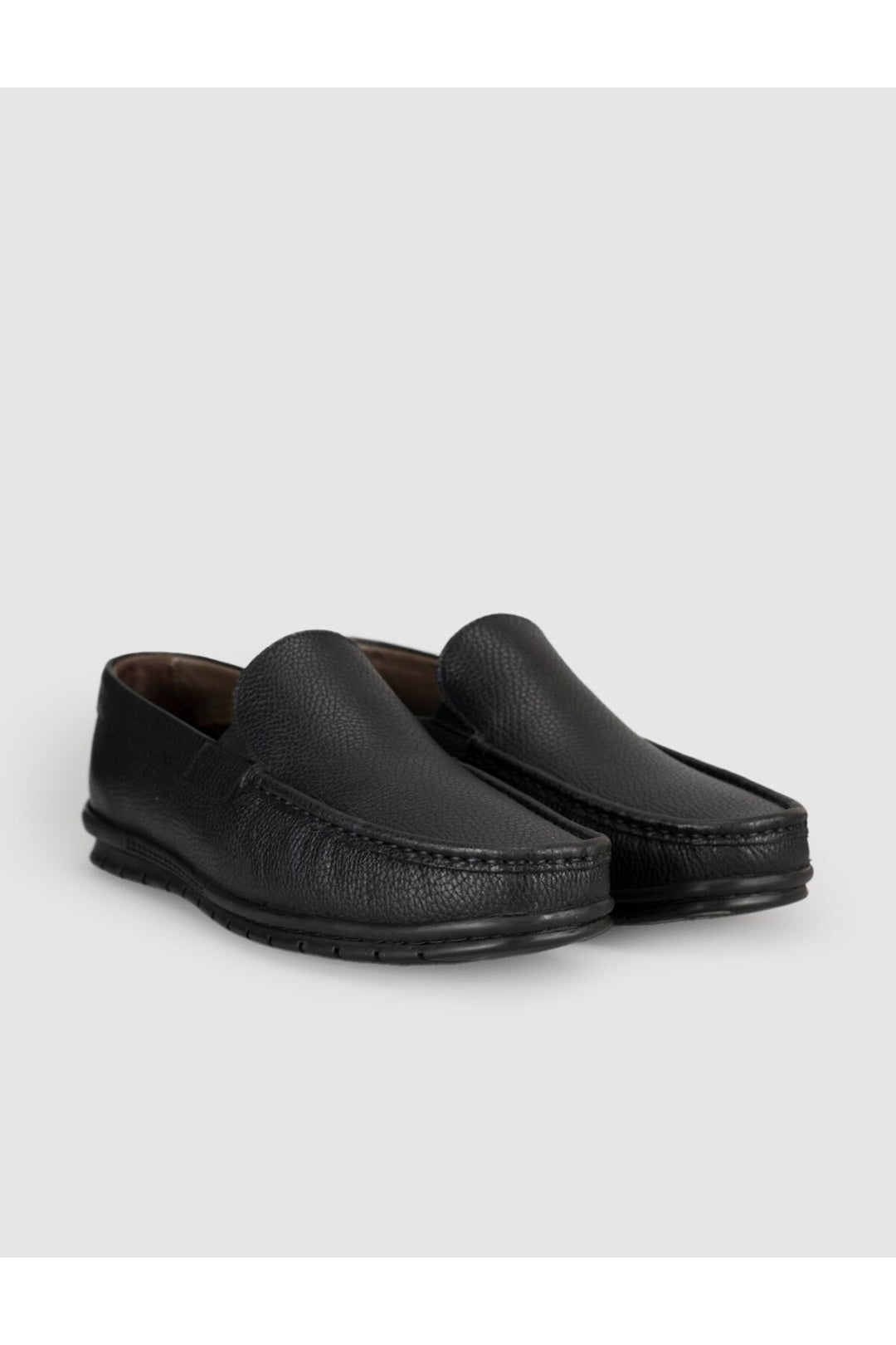 Cabani Shoes Chaussures Loafer pour homme en cuir véritable noir avec détails de couture. - Multicolore