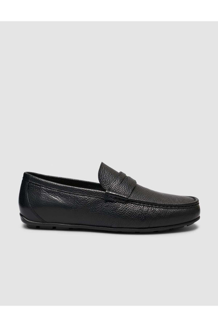 Cabani Shoes Chaussures Loafer pour hommes en cuir véritable texturé noir - Multicolore