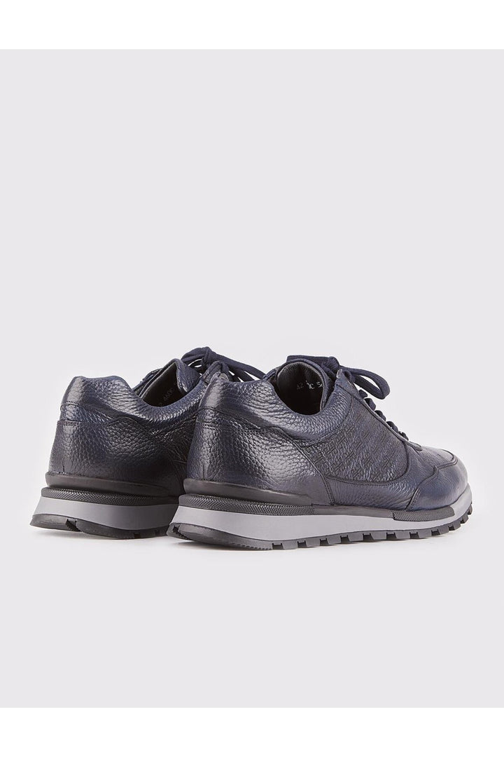 Cabani Shoes Chaussures de sport pour hommes en cuir véritable bleu marine à lacets avec semelle thermo. - Bleu marine
